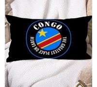 Taie d'oreiller Drapeau du Congo Le Plus Bel Endroit sur Terre Housse Oreiller Respirant Housse De Coussin Confortable Protege Oreiller pour Canapé Balcon Bureau 40X60CM