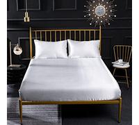Taie d'oreiller, draps ajustés argentés Couleurs de Couleur Solide draps Queen Satin pour lit à doutes de lit à doutes d'oreiller, 1,2pillowcase 50x100cm