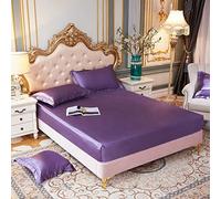 Taie d'oreiller, draps de lit en Satin Lisse Solide à Double draps de lit Double Couverture de Matelas en Bande élastique, taie d'oreiller 3,2 48x74cm