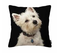 Taie d'oreiller en coton et lin Motif West Highland Terrier 45,7 x 45,7 cm