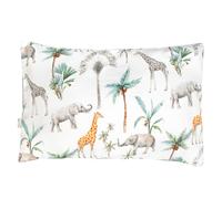 Taie d'oreiller en coton réversible safari safari, vert, gris, blanc 63X63