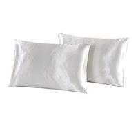 Taie d'oreiller en imitation soie, Lot de 2 taies d'oreiller en soie multicolore plusieurs tailles(Silver,510x760 mm)