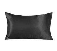 Taie d'oreiller en imitation soie, Taies d'oreiller en coton 51 cm x (66-76) Multicolore(Black,51cm x 66cm)