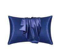 Taie d'oreiller en imitation soie, Taies d'oreiller en soie d'émulation multicolores plusieurs tailles(Dark Blue,51x66cm 1pc)