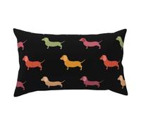 Taie d'oreiller en peluche courte avec imprimé teckel mignon - 91 x 50 cm - Avec fermeture éclair dissimulée - 91 x 50 cm