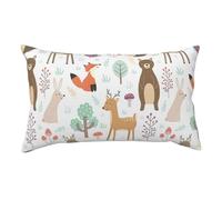 Taie d'oreiller en peluche courte imprimée animaux, housse de coussin douce et confortable 91 × 50 cm avec fermeture éclair dissimulée 91 × 50 cm