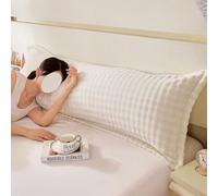 Taie d'oreiller en peluche pour très grand lit double, housse de traversin chaude et douce pour la peau avec fermeture éclair pour lit, canapé ou canapé (blanc, 48 x 150 cm)