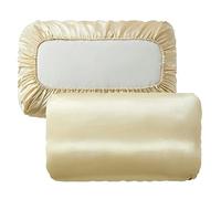 Taie d'oreiller en satin avec bande élastique - Couleur unie - Couleur : champagne - 51 x 76 cm