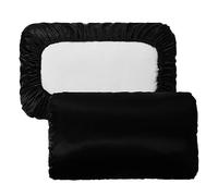 Taie d'oreiller en satin avec bande élastique - Couleur unie - Pour dormir - Couleur 6 - Noir - 51 x 102 cm