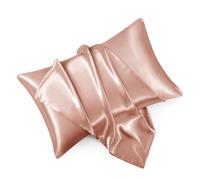 Taie d'oreiller en satin or rose HommxJF Queen Size Lot de 2 pour cheveux et peau Taie d'oreiller en soie or rose Taie d'oreiller respirante avec E