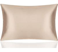 Taie d'oreiller en satin soyeux pour cheveux et visage - pour prévenir les rides - Fermeture Éclair dissimulée - 50 x 75 cm (Camel, standard)