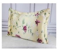 Taie d'oreiller en Soie 1 taie d'oreiller en Satin de Soie 19 mm imprimée, avec Fermeture à enveloppe, Standard, Queen, King pour Les Cheveux et la Peau(15,40x60cm)