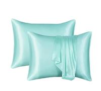 Taie d'oreiller en Soie Blanche, Noire, Grise, Bleue, décorative, Luxueuse et Confortable, for la Maison(Light Green,1PCx51x76cm(20x30in))