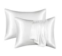 Taie d'oreiller en Soie Blanche, Noire, Grise, Bleue, décorative, Luxueuse et Confortable, for la Maison(White,1PCx51x66cm(20x26in))