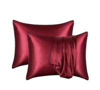 Taie d'oreiller en Soie Blanche, Noire, Grise, Bleue, décorative, Luxueuse et Confortable, for la Maison(Wine Red,1PCx51x76cm(20x30in))