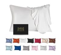 Taie d'oreiller en Soie de mûrier pour Cheveux et Peau, taie d'oreiller en Soie avec Fermeture éclair dissimulée, hypoallergénique, Double Face, Douce, Respirante et Lisse (pour Tout-Petit, Blanc)