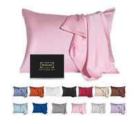 Taie d'oreiller en soie de mûrier pour cheveux et peau, taie d'oreiller en soie rafraîchissante de taille standard avec fermeture éclair dissimulée, hypoallergénique, double face, douce, respirante et