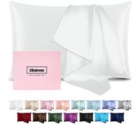 Taie d'oreiller en Soie de mûrier pour Les Cheveux et la Peau, Douce des Deux côtés avec Fermeture éclair, taie d'oreiller pour Cadeau de Sommeil (Standard, Blanc)