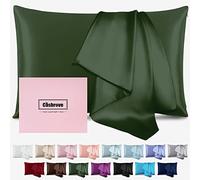 Taie d'oreiller en Soie de mûrier pour Les Cheveux et la Peau, Douce, Respirante, Lisse des Deux côtés avec Fermeture éclair, taie d'oreiller beauté et Sommeil pour Cadeau (Standard, Vert)