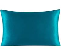 Taie d'Oreiller en Soie et Satin - Confortable - Bleu Paon - 50 x 66 cm