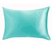 Taie d'Oreiller en Soie et Satin - Confortable - Bleu Turquoise - 35 x 50 cm