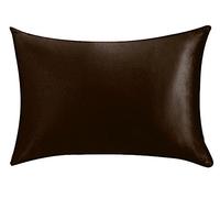 Taie d'Oreiller en Soie et Satin Confortable - Chocolat - 35 x 50 cm