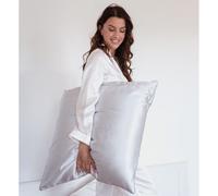 Taie d'oreiller en soie gris 65x65