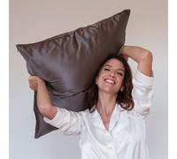 Taie d'oreiller en soie gris foncé 65x65