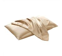 Taie d'oreiller en Soie Housse de Coussin en Soie Blanche et Noire, taie d'oreiller décorative lit, Luxueuse, Confortable, Solide, Pure pour Les Cheveux et la Peau(Champagne Gold,1pcx51x76cm)