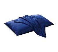 Taie d'oreiller en Soie Housse de Coussin en Soie Blanche et Noire, taie d'oreiller décorative lit, Luxueuse, Confortable, Solide, Pure pour Les Cheveux et la Peau(Blue-01,1pcx51x76cm)