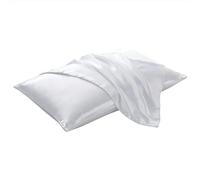 Taie d'oreiller en Soie Housse de Coussin en Soie Blanche et Noire, taie d'oreiller décorative lit, Luxueuse, Confortable, Solide, Pure pour Les Cheveux et la Peau(White,1pcx51x76cm)