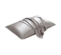 Taie d'oreiller en Soie Housse de Coussin en Soie Blanche et Noire, taie d'oreiller décorative lit, Luxueuse, Confortable, Solide, Pure pour Les Cheveux et la Peau(Dark Gray,1pcx51x137cm)