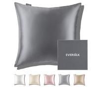 Taie d'oreiller en Soie Naturelle de mûrier: Soin des Cheveux et de la Peau - 100% Soie 22 Momme des Deux côtés - pour des Nuits Confortable et Douces Certifié Oeko-TEX® 1 Pièce Gris Foncé 60 x 60 cm