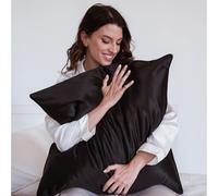 Taie d'oreiller en soie noir 65x65