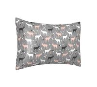 Taie d'oreiller en soie pour cheveux et peau Queen - Housse de coussin rafraîchissante de taille standard 50,8 x 76,2 cm, taie d'oreiller moderne en satin imprimé cerf géométrique triangle bloc avec