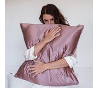 Taie d'oreiller en soie rose 65x65
