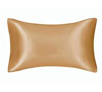 Taie d'oreiller en soie - Taie d'oreiller en satin - Taie d'oreiller confortable - Doré - 35 x 50 cm