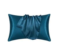 Taie d'oreiller en Soie Taie d'oreiller taie Couverture mûrier Vraie Soie Taille literie Peau Cas Cheveux protéger(Deep Blue)