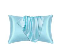 Taie d'oreiller en Soie Taie d'oreiller taie Couverture mûrier Vraie Soie Taille literie Peau Cas Cheveux protéger(Blue)