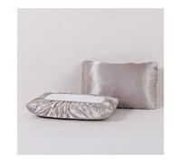 Taie d'oreiller en Soie,Taie Oreiller Satin 2-Pack de la Soie taies d'oreiller avec élastique Fermeture Reine Taille King taies d'oreiller(Silver Gray,51x76cm)
