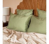 Taie d'oreiller en soie vichy vert 65x65