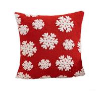 Taie d'oreiller en velours 45 cm avec motif flocon de neige pour une atmosphère festive à la maison (A)