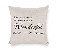 Taie d'oreiller Et Je Me Dis Quel Monde Merveilleux Housse De Coussin Résistant Housse Oreiller Respirant Protege Oreiller pour Chambre Bureau Balcon 45X45CM