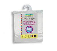 Taie d'Oreiller Extensible 40x60 cm - Coloris Blanc - Spécial Oreiller Mémoire de Forme - Fermeture zippée - Linge des Familles