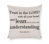 Taie d'oreiller Fais Confiance Au Seigneur De Tout Ton Cœur Et Ne T'Appuie Pas sur Ta Propre Intelligence. Noël À La Ferme Housse De Coussin Résistant Décoratif Housse Oreiller pour 45X45CM