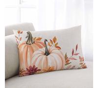 Taie d'oreiller Fall Thanksgiving Watercolor Pumpkin Flowers Beige Texture Pillow Covers Hypoallergéniquea Taies D'Oreillers Infroissable Housse Oreillers pour Chambre Maison Linge De Lit L