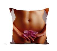 Taie d'oreiller Female Slim Woman Body Orchid Flower on Gray Thigh Pillow Covers Resistant Taies d'oreiller pour Salon Maison 45x45 CM