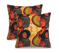 Taie d'oreiller Femme Afro-Américaine Housse De Coussin Respirant Taies d'oreiller Resistant Taies D'Oreillers pour Canapé Chambre Maison 2 Piece 45x45 CM