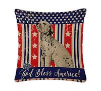 Taie d'oreiller Fête Nationale Américaine du 4 Juillet À La Ferme: Drapeau Américain, Chien, Que Dieu Bénisse L'Amérique Housse De Coussin Résistant Housse Oreiller Décoratif pour 45X45CM