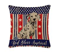 Taie d'oreiller Fête Nationale Américaine du 4 Juillet À La Ferme: Drapeau Américain, Chien, Que Dieu Bénisse L'Amérique Décoratif Housse Oreiller Respirant Housse De Coussin pour 45X45CM